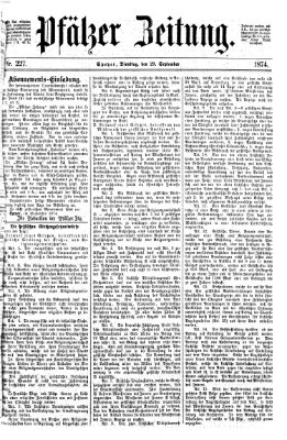 Pfälzer Zeitung Dienstag 29. September 1874
