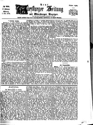 Neue Würzburger Zeitung Mittwoch 7. Oktober 1874