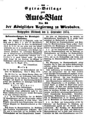 Amtsblatt der Regierung in Wiesbaden (Herzoglich-nassauisches allgemeines Intelligenzblatt) Mittwoch 2. September 1874