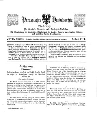 Preußisches Handels-Archiv Freitag 5. Juni 1874