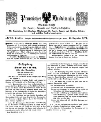 Preußisches Handels-Archiv Freitag 11. Dezember 1874