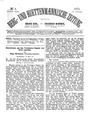 Berg- und hüttenmännische Zeitung Freitag 27. Februar 1874