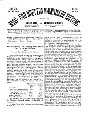 Berg- und hüttenmännische Zeitung Freitag 29. Mai 1874