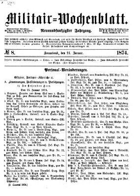 Militär-Wochenblatt Samstag 24. Januar 1874