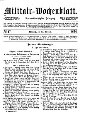 Militär-Wochenblatt Mittwoch 25. Februar 1874