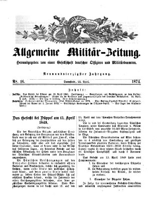 Allgemeine Militär-Zeitung Mittwoch 22. April 1874