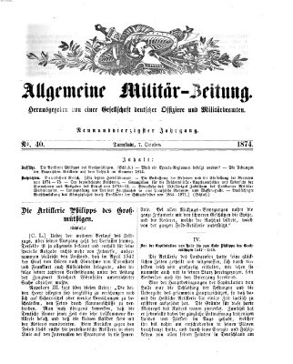 Allgemeine Militär-Zeitung Mittwoch 7. Oktober 1874
