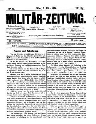 Militär-Zeitung Samstag 7. März 1874