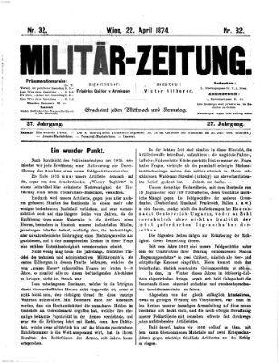 Militär-Zeitung Mittwoch 22. April 1874