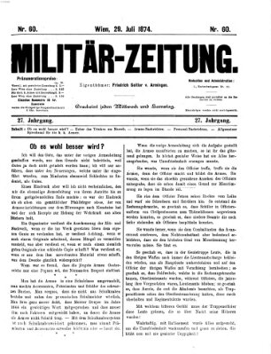 Militär-Zeitung Mittwoch 29. Juli 1874