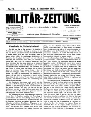 Militär-Zeitung Mittwoch 9. September 1874