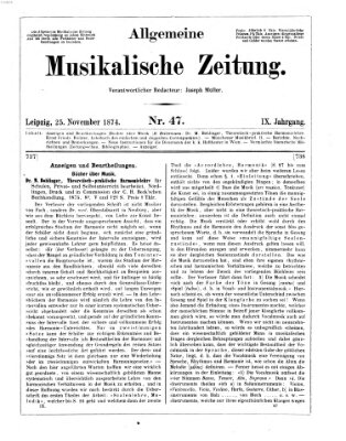 Allgemeine musikalische Zeitung Mittwoch 25. November 1874