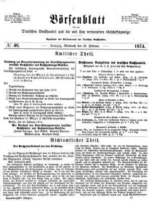 Börsenblatt für den deutschen Buchhandel Mittwoch 25. Februar 1874
