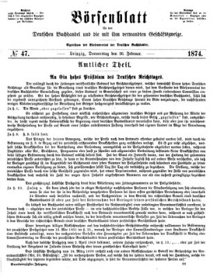 Börsenblatt für den deutschen Buchhandel Donnerstag 26. Februar 1874