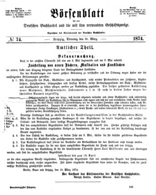 Börsenblatt für den deutschen Buchhandel Dienstag 31. März 1874