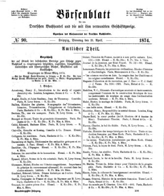Börsenblatt für den deutschen Buchhandel Dienstag 21. April 1874