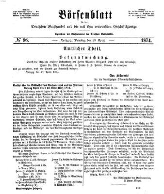 Börsenblatt für den deutschen Buchhandel Dienstag 28. April 1874