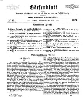 Börsenblatt für den deutschen Buchhandel Mittwoch 10. Juni 1874