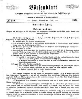Börsenblatt für den deutschen Buchhandel Mittwoch 1. Juli 1874