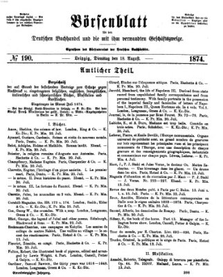 Börsenblatt für den deutschen Buchhandel Dienstag 18. August 1874