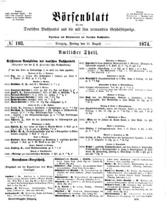 Börsenblatt für den deutschen Buchhandel Freitag 21. August 1874