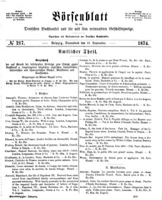 Börsenblatt für den deutschen Buchhandel Samstag 19. September 1874