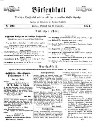 Börsenblatt für den deutschen Buchhandel Mittwoch 23. September 1874