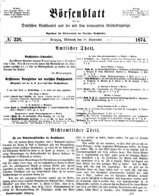 Börsenblatt für den deutschen Buchhandel Mittwoch 30. September 1874