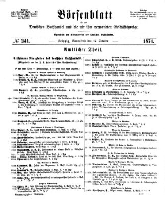 Börsenblatt für den deutschen Buchhandel Samstag 17. Oktober 1874