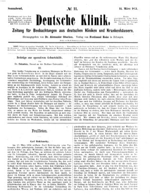 Deutsche Klinik Samstag 14. März 1874