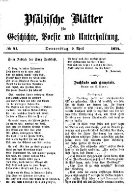 Pfälzische Blätter für Geschichte, Poesie und Unterhaltung (Zweibrücker Wochenblatt) Donnerstag 9. April 1874