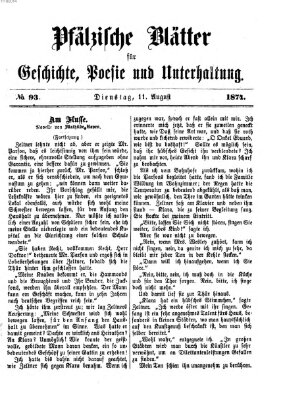 Pfälzische Blätter für Geschichte, Poesie und Unterhaltung (Zweibrücker Wochenblatt) Dienstag 11. August 1874