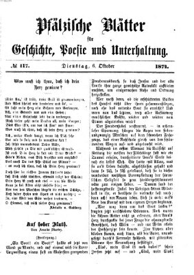 Pfälzische Blätter für Geschichte, Poesie und Unterhaltung (Zweibrücker Wochenblatt) Dienstag 6. Oktober 1874