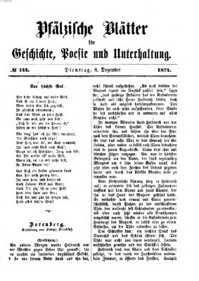 Pfälzische Blätter für Geschichte, Poesie und Unterhaltung (Zweibrücker Wochenblatt) Dienstag 8. Dezember 1874