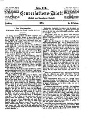 Regensburger Conversations-Blatt (Regensburger Tagblatt) Freitag 2. Oktober 1874