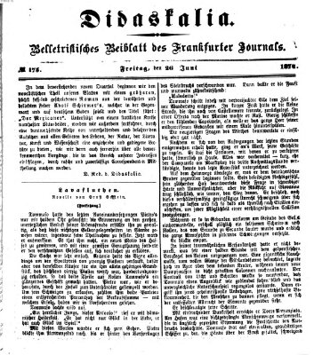Didaskalia Freitag 26. Juni 1874