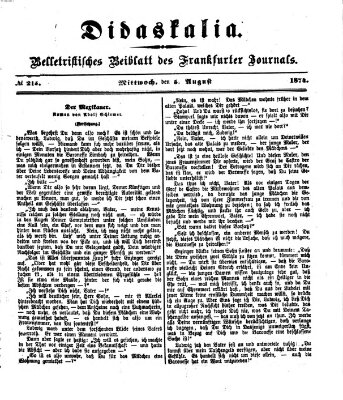 Didaskalia Mittwoch 5. August 1874