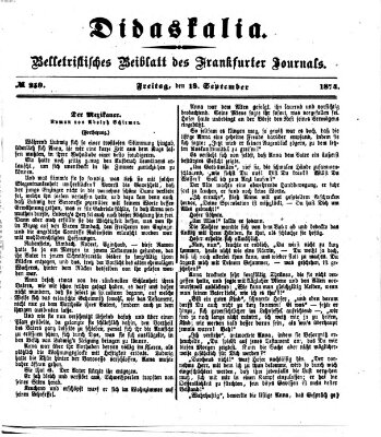 Didaskalia Freitag 18. September 1874