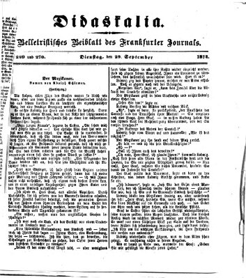 Didaskalia Dienstag 29. September 1874