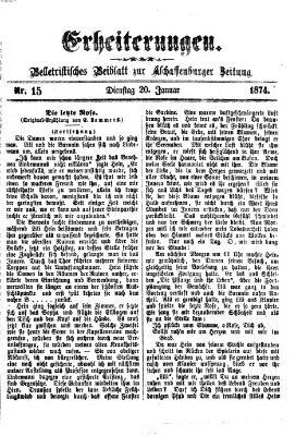 Erheiterungen (Aschaffenburger Zeitung) Dienstag 20. Januar 1874