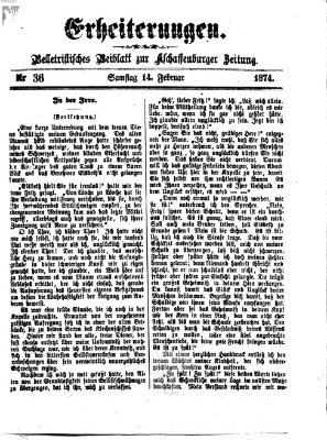 Erheiterungen (Aschaffenburger Zeitung) Samstag 14. Februar 1874