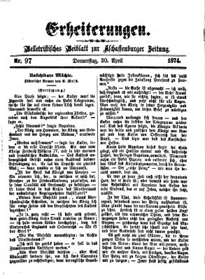 Erheiterungen (Aschaffenburger Zeitung) Donnerstag 30. April 1874