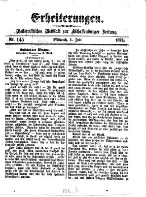 Erheiterungen (Aschaffenburger Zeitung) Mittwoch 1. Juli 1874