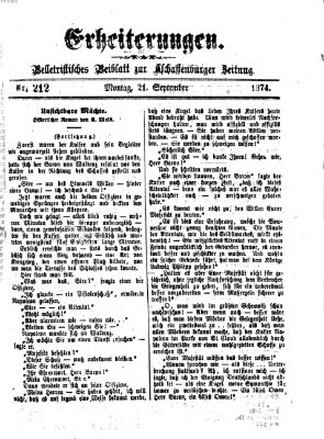 Erheiterungen (Aschaffenburger Zeitung) Montag 21. September 1874