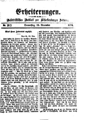 Erheiterungen (Aschaffenburger Zeitung) Donnerstag 19. November 1874