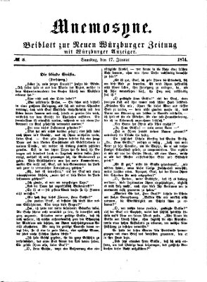 Mnemosyne (Neue Würzburger Zeitung) Samstag 17. Januar 1874