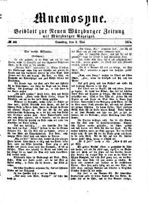 Mnemosyne (Neue Würzburger Zeitung) Samstag 2. Mai 1874