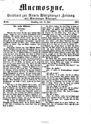 Mnemosyne (Neue Würzburger Zeitung) Samstag 18. Juli 1874