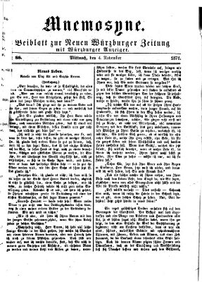 Mnemosyne (Neue Würzburger Zeitung) Mittwoch 4. November 1874