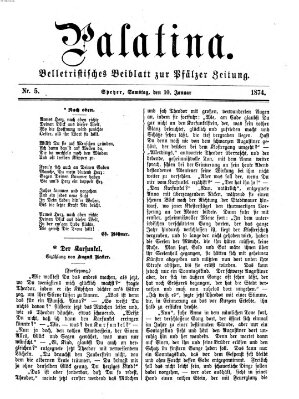 Palatina (Pfälzer Zeitung) Samstag 10. Januar 1874